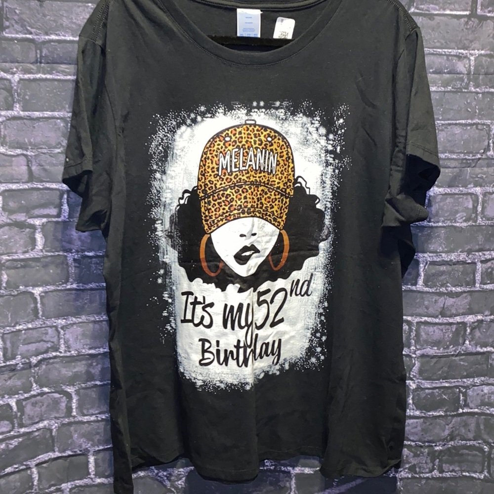 It's My 52nd Birthday Melanin Leopard Girl T-Shirt 3XL